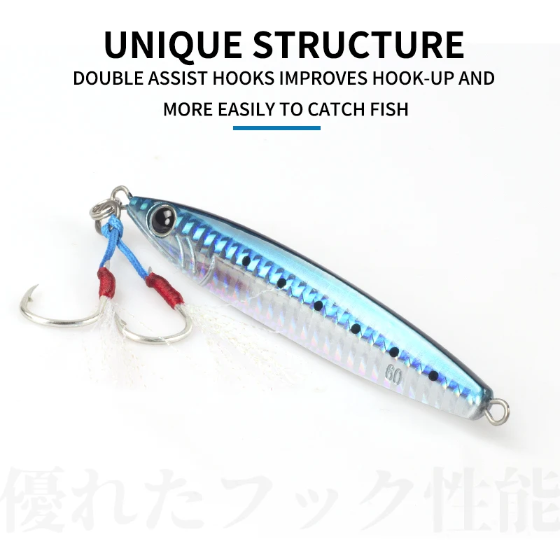 MAGIC WORKS-señuelo de pesca de Metal, cebo Artificial de 60G y 80G, aparejos de pesca de lubina dura lenta para Orilla - imagen 3