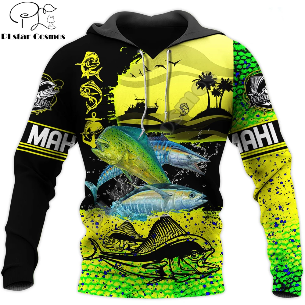 Mahi Mahi Fishing 3D completamente estampado para hombre otoño Sudadera con capucha sudadera Unisex ropa de calle Casual chaqueta con cremallera jersey KJ600 - imagen 2