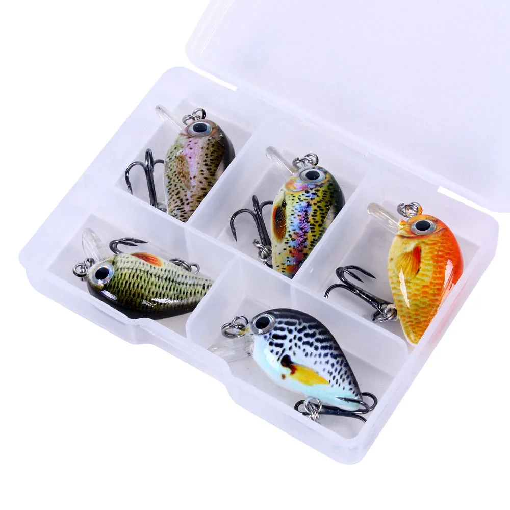 HENGJIA 5 uds 1,5g-2g 3cm Mini Crankbait Kit Wobblers artificiales cebo duro lubina trucha señuelo de pesca aparejos pesca peche truite - imagen 5