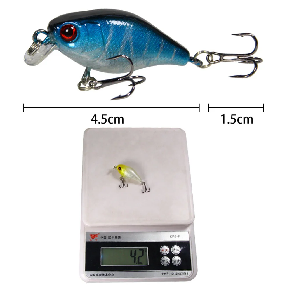 5 unids/set Mini cebo de manivela Wobblers flotantes para juego de Señuelos de Pesca Wobblers cebo Artificial 4,5mm 4,2g peces falsos señuelos duros Minnow - imagen 5