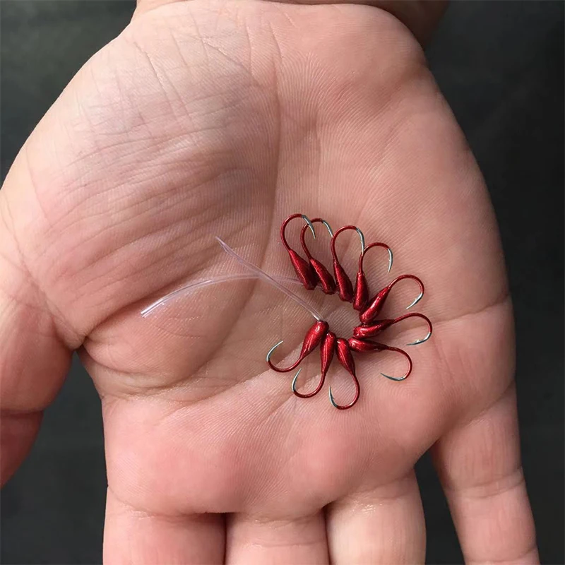 Mosodo-anzuelos de pesca con cabeza de plantilla, 10 piezas, volteados, gusano rojo, señuelo, aparejos de pesca de carpa - imagen 3