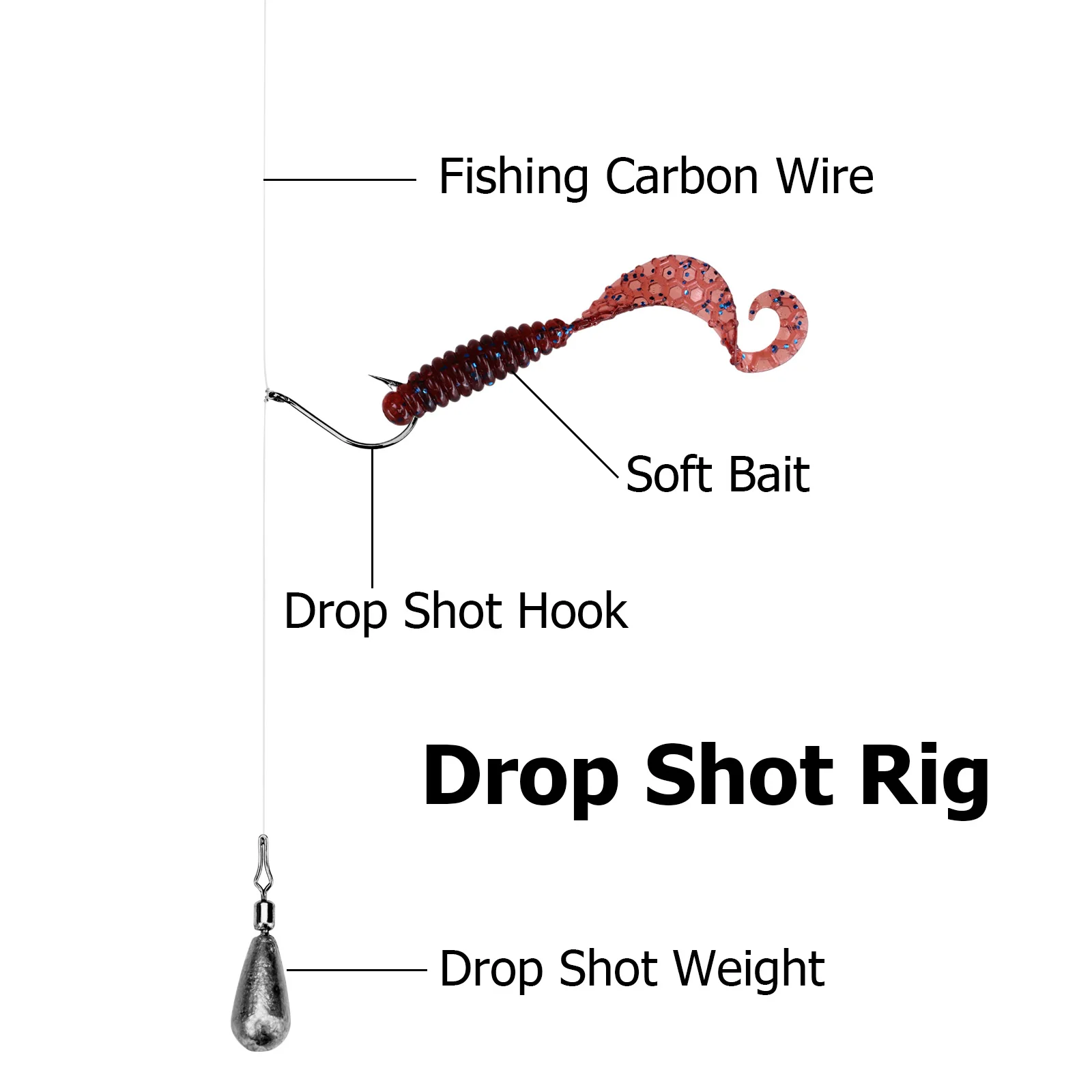 THKFISH 100 anzuelos de pesca Dropshot # 6 # 4 # 2 # 1 # Anzuelo de púas de pesca de acero con alto contenido de carbono Frehswater 1/0 para señuelos blandos - imagen 3