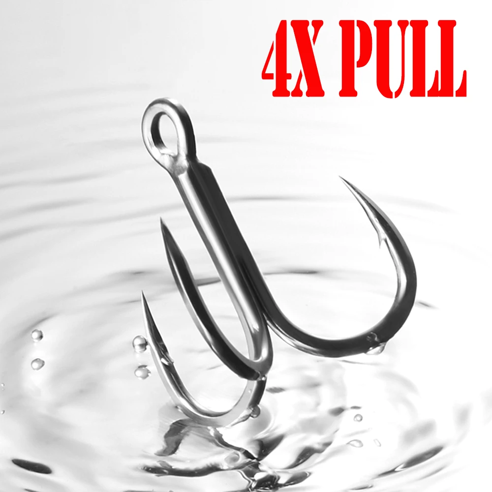Anzuelos de Triple ancla para pesca de carpa, anzuelos con revestimiento antioxidante, accesorios para señuelos de mar, #4-#5/0, 4 Uds. - imagen 3