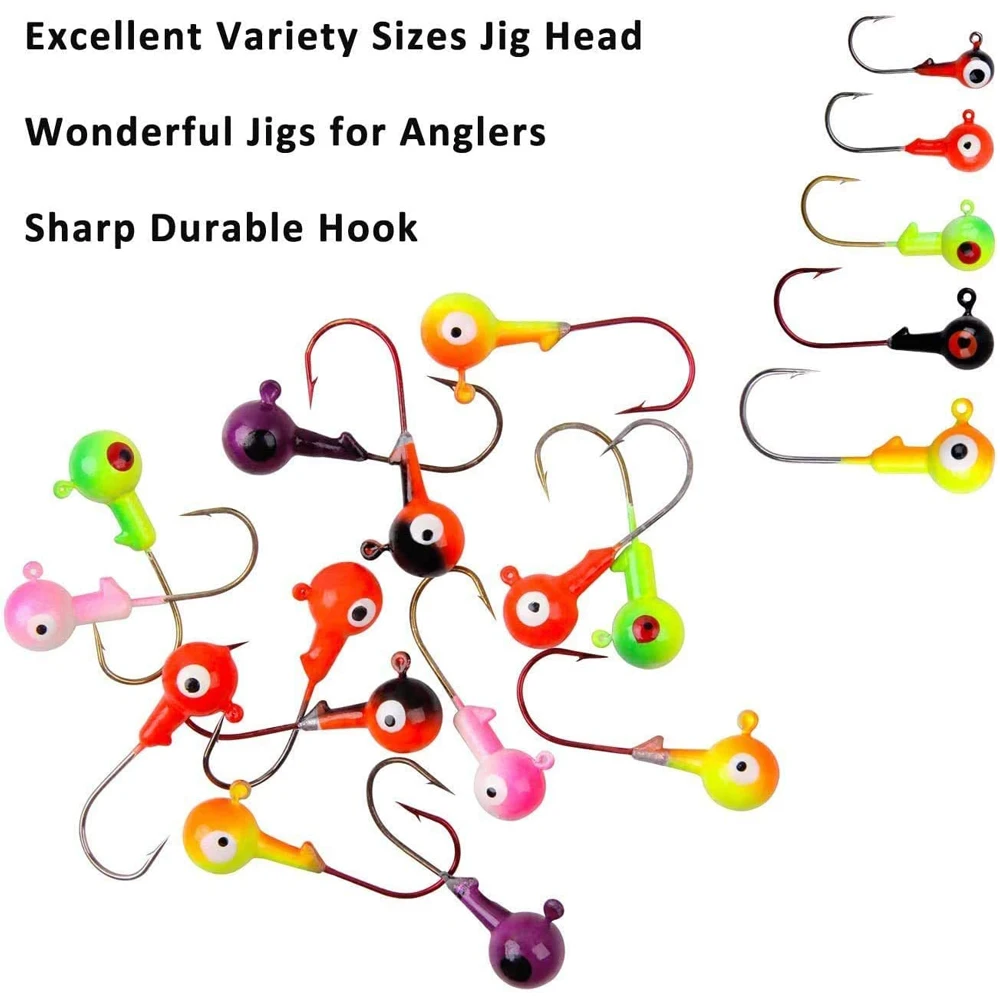Juego de anzuelos de cabeza de plantilla de manivela, anzuelo de pesca de colores surtidos, señuelo de cabeza de plantilla, cebo duro, gusano suave, gancho de plantilla para lubina y trucha, 38 piezas, 50 piezas - imagen 5