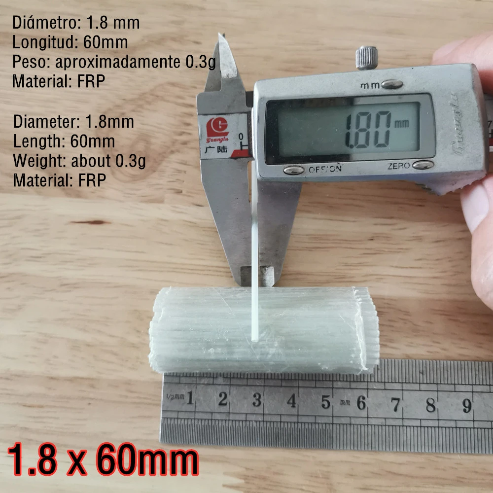 Varilla de fibra de vidrio para anzuelo de calamar, accesorios para cebo de pesca, palo de plantilla de fibra de vidrio, 60mm, 500/0,7/0,9. 1/1.3/1.6/1. 6, 8/2 Uds. - imagen 5