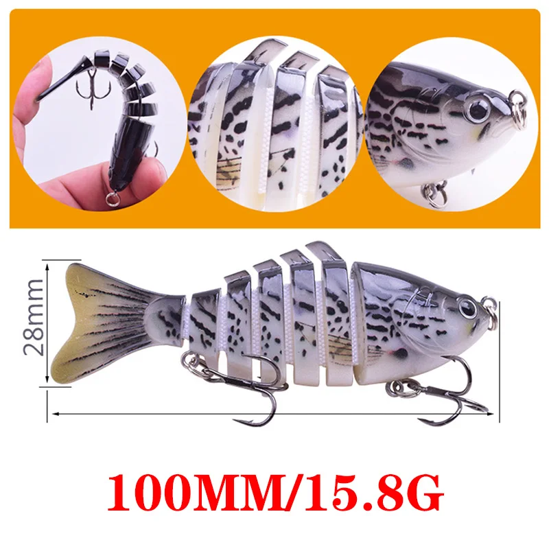 Señuelos luminosos para pesca, cebos multiarticulados Swimbait de 6 y 7 segmentos, aparejos de Lucio para lubina, trucha, Crankbait - imagen 3