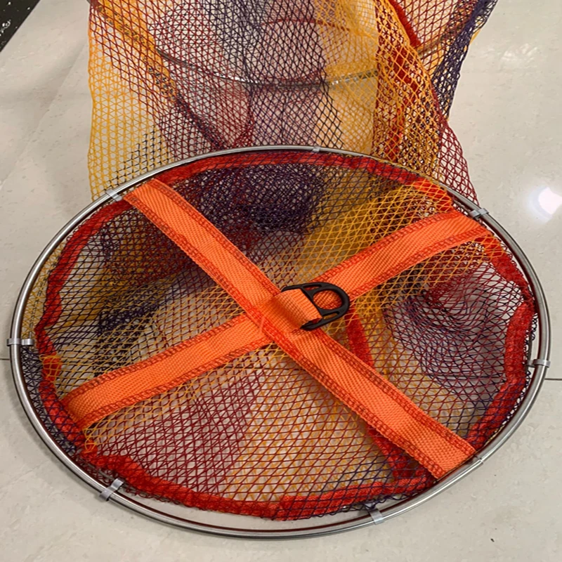 Red de pesca portátil de 1,5 M-3M de largo, jaula de pesca de nailon con revestimiento de goma, trampa plegable, herramienta de pesca - imagen 2