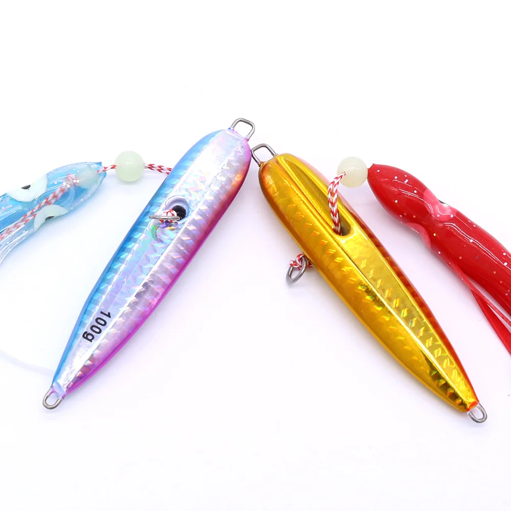 CASTFUN 40g 60g 80g 100g 120g 150g 180g 200g Inchiku Jig inferior barco señuelos plantilla de Metal falda de pulpo con gancho de asistencia cebo de calamar - imagen 4