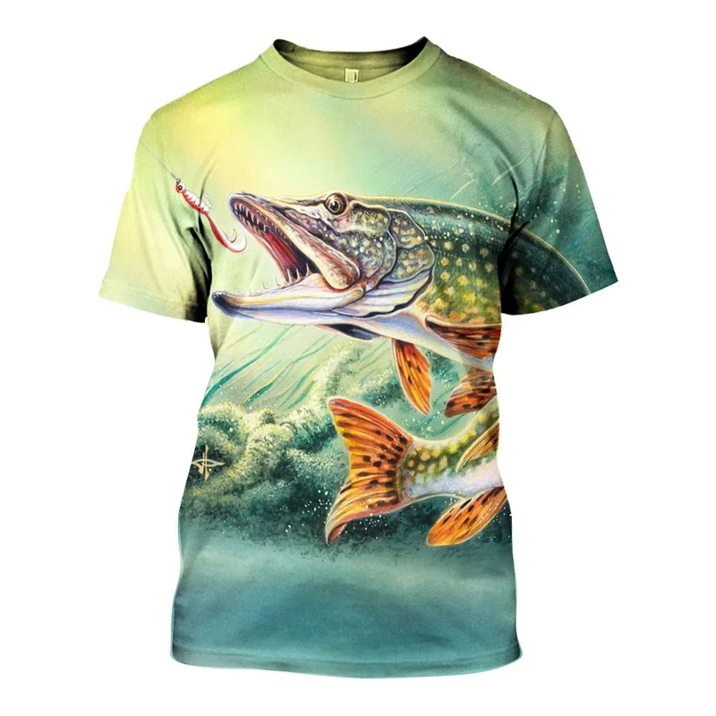 2025 verano moda hombres camiseta 3D impreso hermoso patrón pesca camisetas Unisex Harajuku camisa de manga corta Casual tops - imagen 3