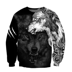 Sudadera Wolf Spirit Tattoo – 3D con cremallera para pesca