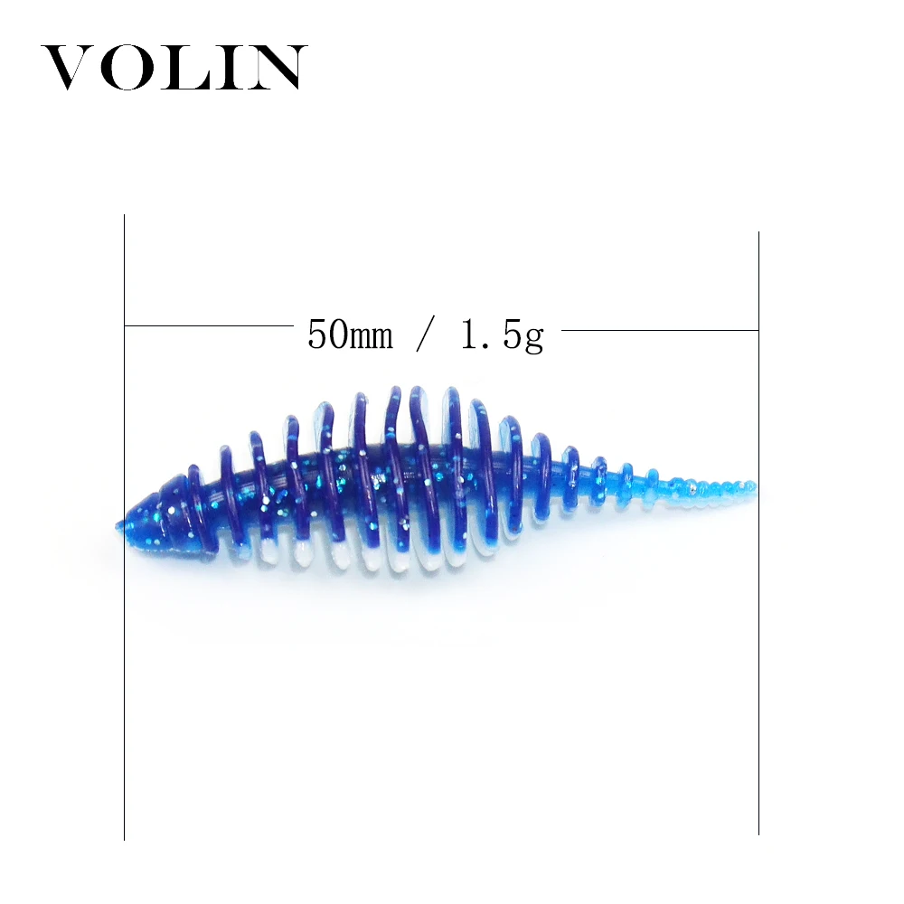 VOLIN nuevo 10 Uds señuelo de pesca de trucha 50mm 1,5g cebo de silicona cebo falso Artificial de goma cebos de pesca Shad Wobblers Swimbait - imagen 2