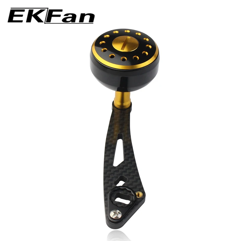 EKFan-mango de carrete de pesca con agujero de 7 y 8x4mm x 5mm, mango de fibra de carbono de 93MM, perilla de Metal para piezas de carrete de pesca, Baitcasting - imagen 3