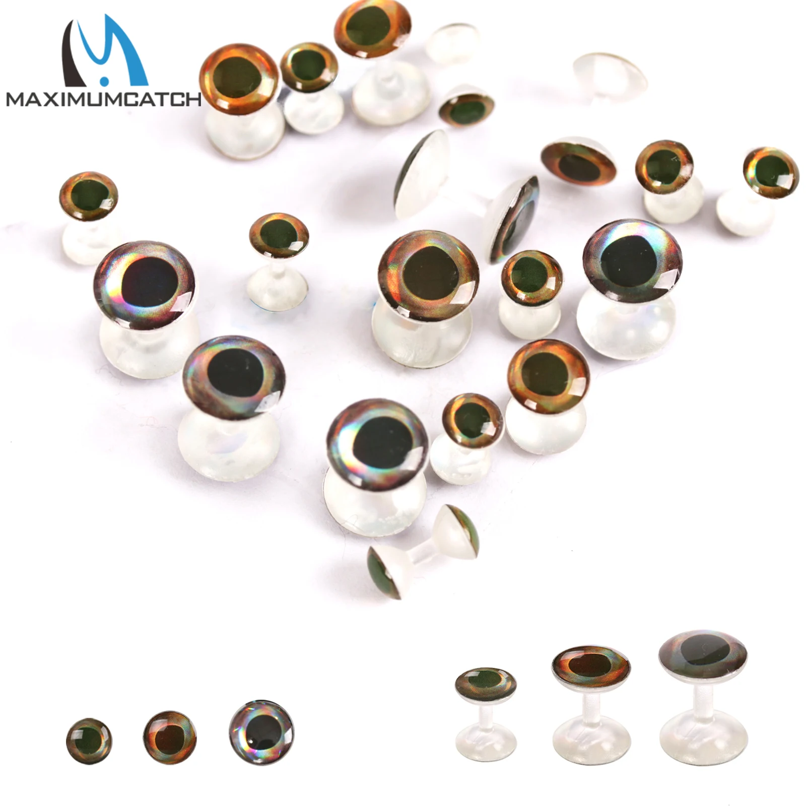 Maximumcatch 25 unidades de ojos con mancuernas sin peso para atar moscas, 6mm/8mm/10mm, ojos de resina realistas 4D, materiales para atar moscas - imagen 3