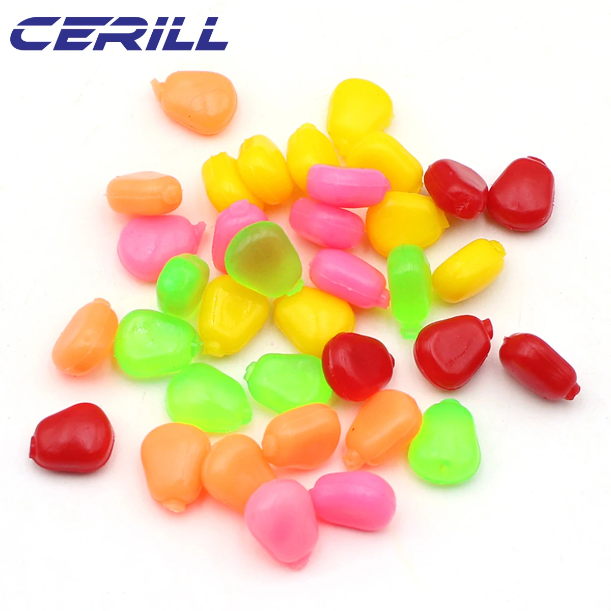 Cerill 100 uds/kit cebo que se hunde Pop señuelo de pesca suave silicona Artificial Swimbait carpa lubina crema olor maíz hierba cebo de goma - imagen 5