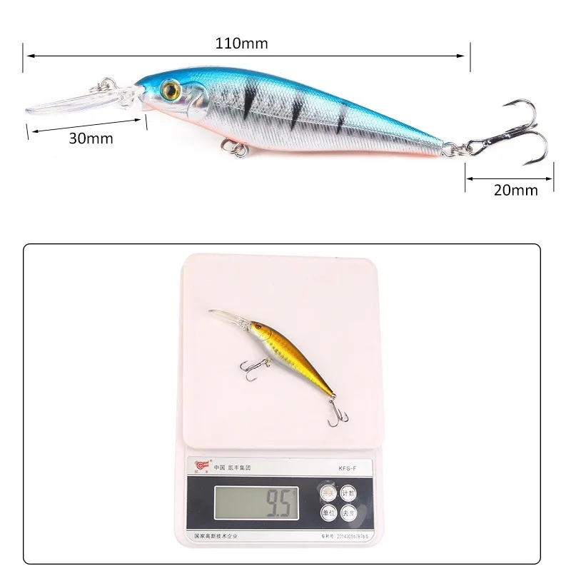 Señuelo de Pesca de pececillos, anzuelos de Pesca de 11cm/9,5g, aparejos Wobbler, Crankbait, cebo duro Artificial de Japón, Swimbait, 1 unidad - imagen 5