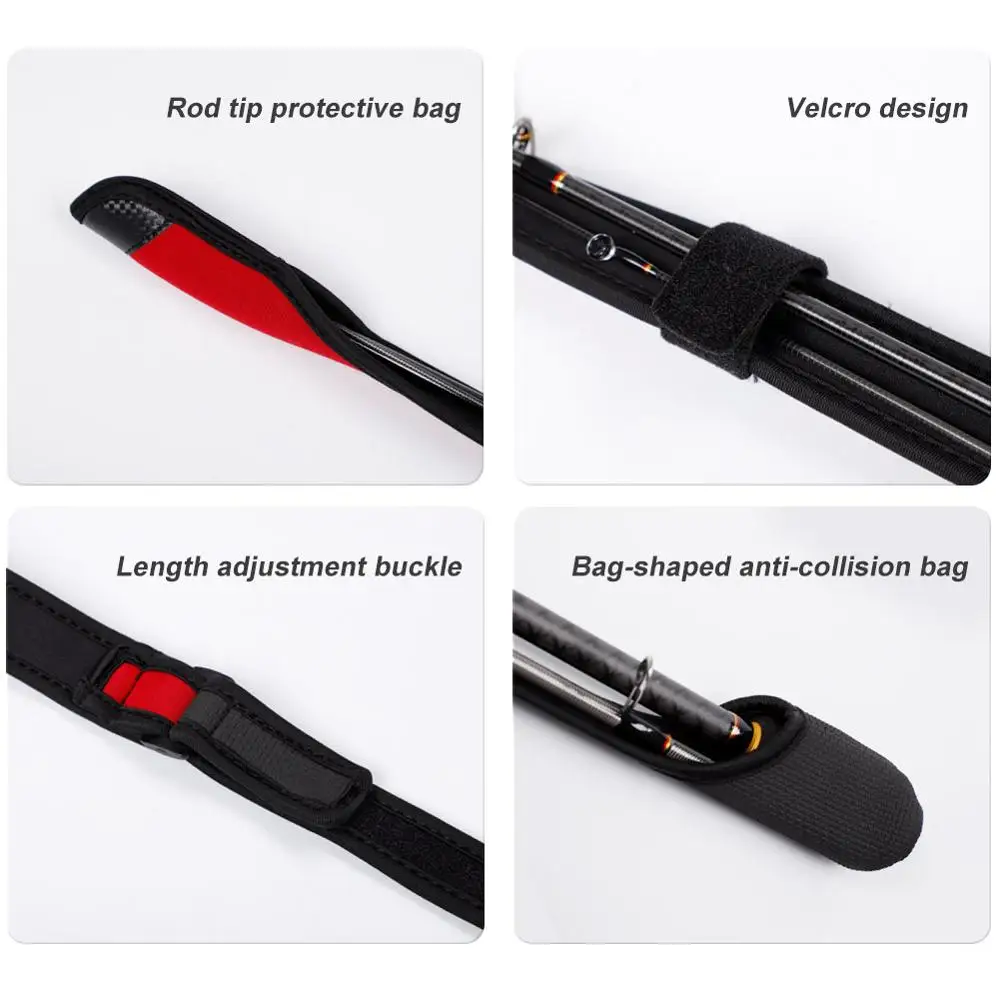Noeby funda protectora para caña de pescar, soporte para caña de fundición giratoria, longitud ajustable, correa de cuerda, aparejos, almacenamiento de poste, aparejos de pesca - imagen 5