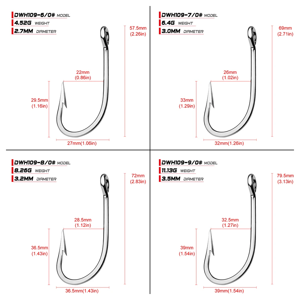 PROBEROS-anzuelos de pesca de agua salada, 1 paquete, 6/0-7/0-8/0-9/0-10/0 #, anzuelos de espada de acero inoxidable, anzuelos de pesca Jigging - imagen 4