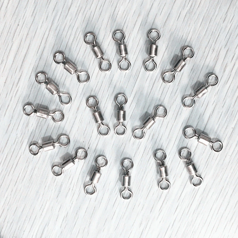 Conector giratorio de rodamiento blanco y plateado, anzuelo de cebo, accesorios de aparejos de Pesca de cobre, venta al por mayor