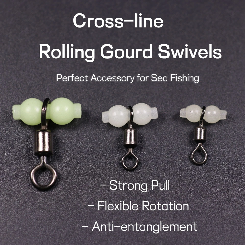 20 piezas/50 unidades luminosas de línea cruzada de calabaza giratoria accesorios de pesca de aguas profundas conector de aparejos de pesca de barco 4 #   2 #   2/0 - imagen 4