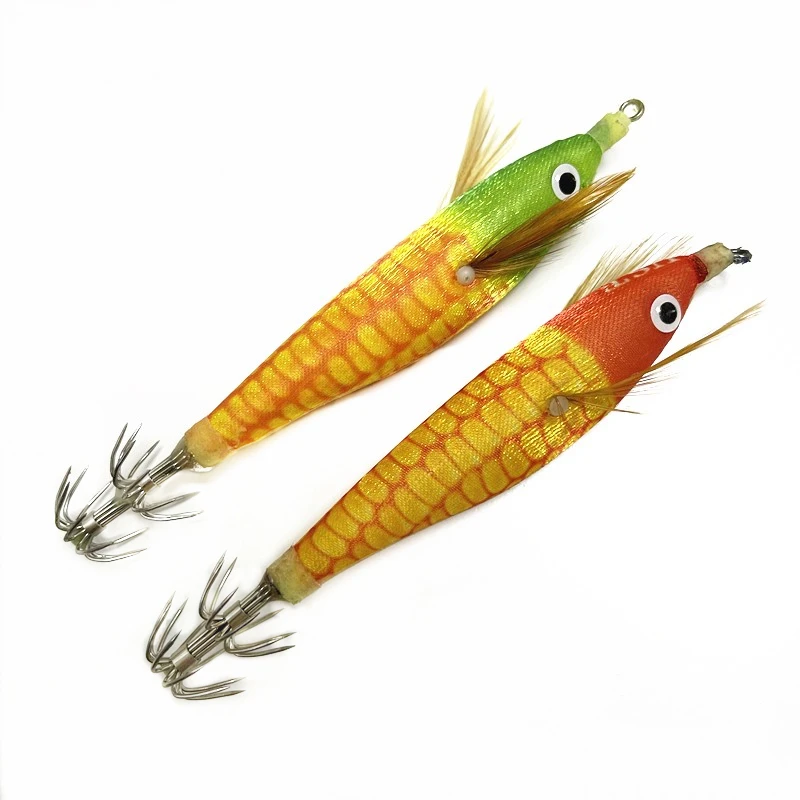 Anzuelo de calamar Artificial, anzuelo de pesca de camarón, Wobblers luminosos de pulpo, sepia, camarón de madera, cebos duros para pesca en el mar, 8 Uds. - imagen 4