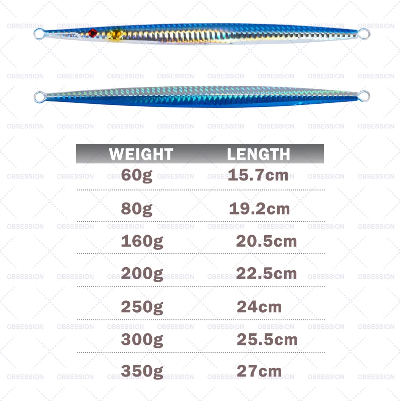 OBSESSION-anzuelos de Metal de 60g-300g, señuelo de lápiz de aguja de 5 colores, cebo de pesca de carpa, Mar besugo, Jigging - imagen 2