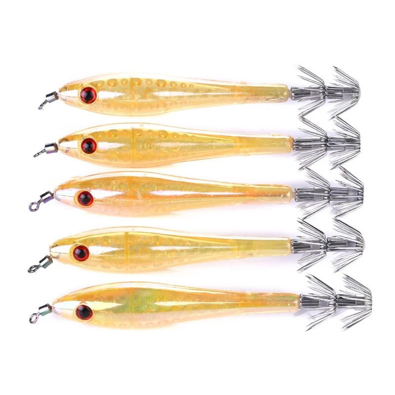 Anzuelo de calamar de plástico duro, cebo Artificial, cuerda luminosa, anzuelo pesca marítima, pulpo - imagen 3