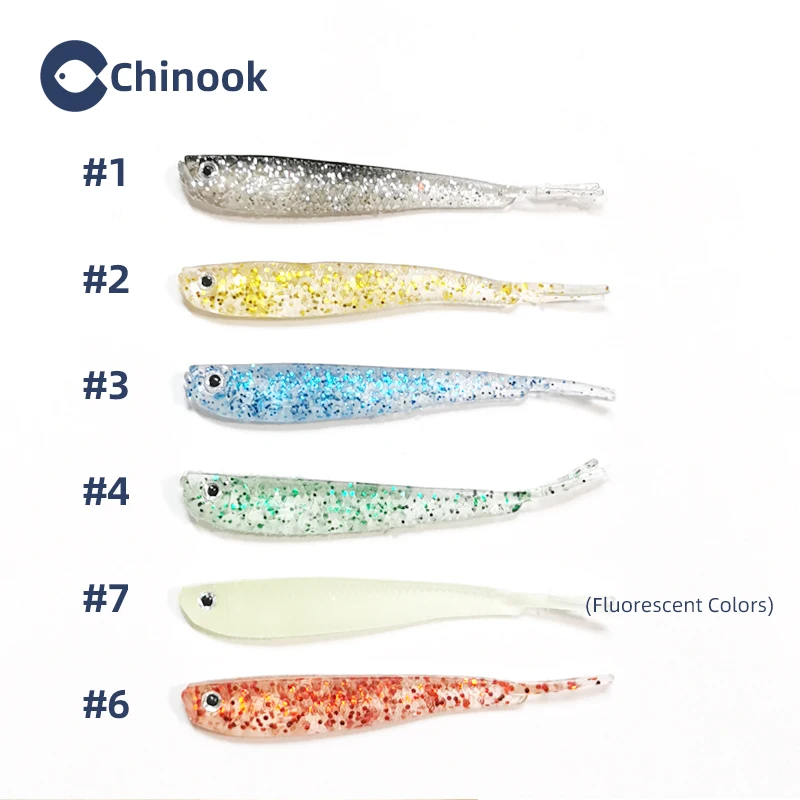 Chinook 5 uds señuelo cebo suave gancho superior SoftFish cola dividida plástico suave silicona articulado Swimbait con ganchos cola de cinta - imagen 4
