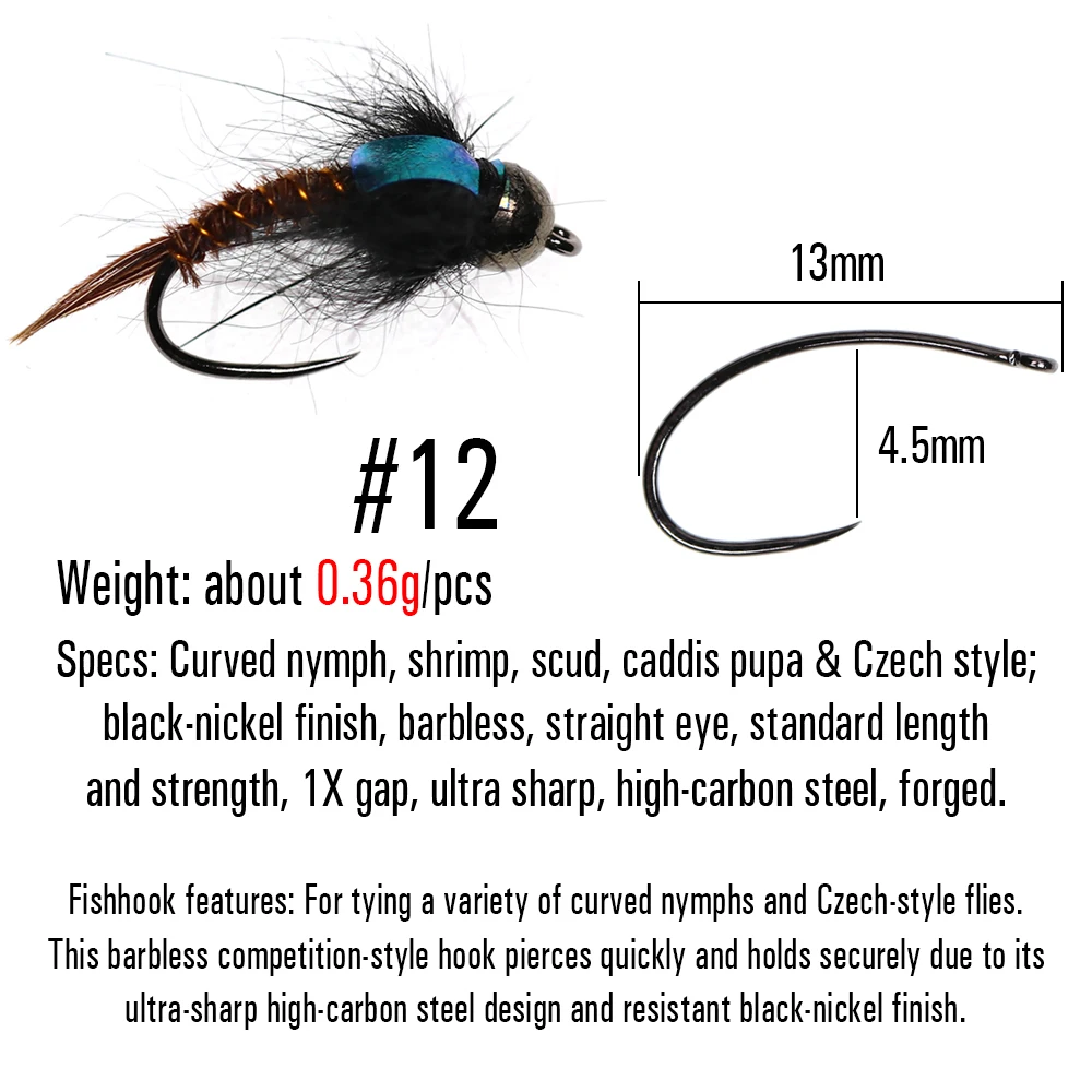 ICERIO-señuelo de pesca de estilo checo, cebo con cabeza de cuentas de tungsteno, Caddis Nymph Barbless, 6 uds. - imagen 2