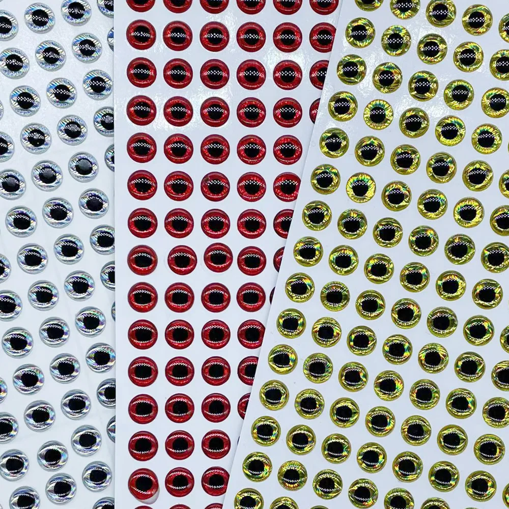100 unids/lote ojos 3D 7mm 8mm 9mm 10mm ojos holográficos 3D alta transparente señuelo de pesca con mosca cebo de pececillo aparejos de pesca DIY