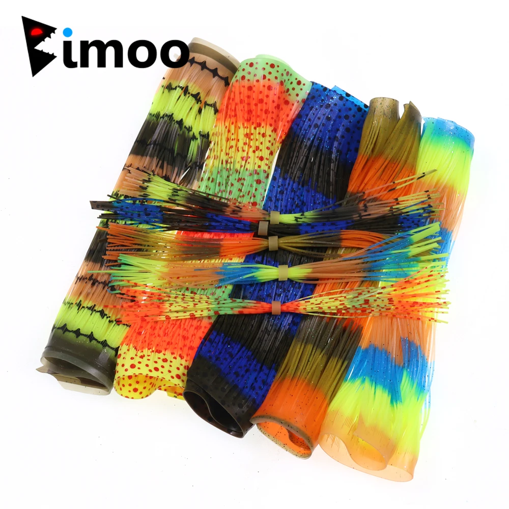 Bimoo-faldas de silicona multicolores para atar moscas, Spinnerbait, Buzzbait, plantilla de goma, señuelos, faldas de calamar suaves, 5 patrones