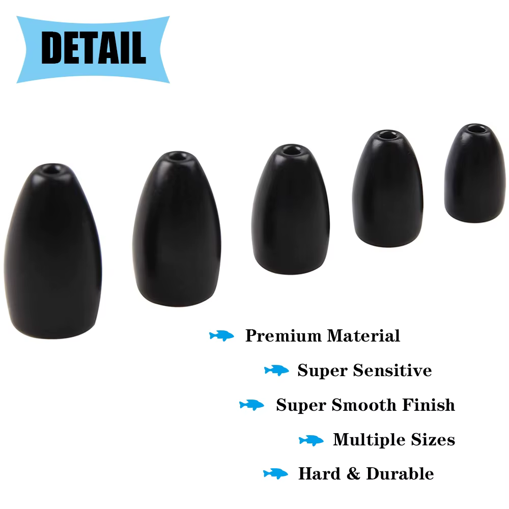 Plomos de pesca de tungsteno, pesas, Bullet Worm, peso para Texas Rig Bass, accesorios para Señuelos, aparejos, 18 unids/caja - imagen 4