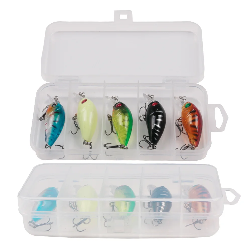 5 uds Mini Wobblers Pike juego de Señuelos de Pesca 6cm 3,8g Crankbait Minnow señuelo cebo Artificial duro con Kit de caja de aparejos de pesca - imagen 2