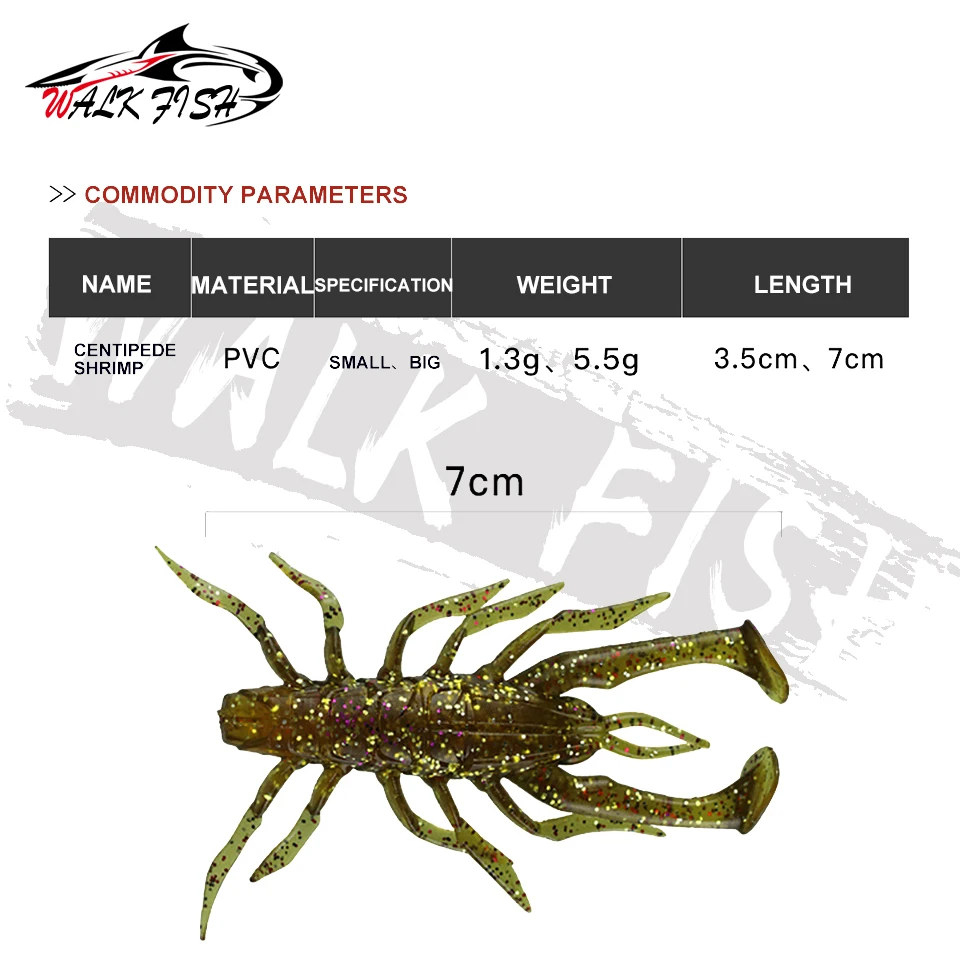 WALK FISH-señuelo de plástico de silicona para Pesca de lubina, cebos blandos de 3,5 cm y 7cm, 5 unids/lote - imagen 3