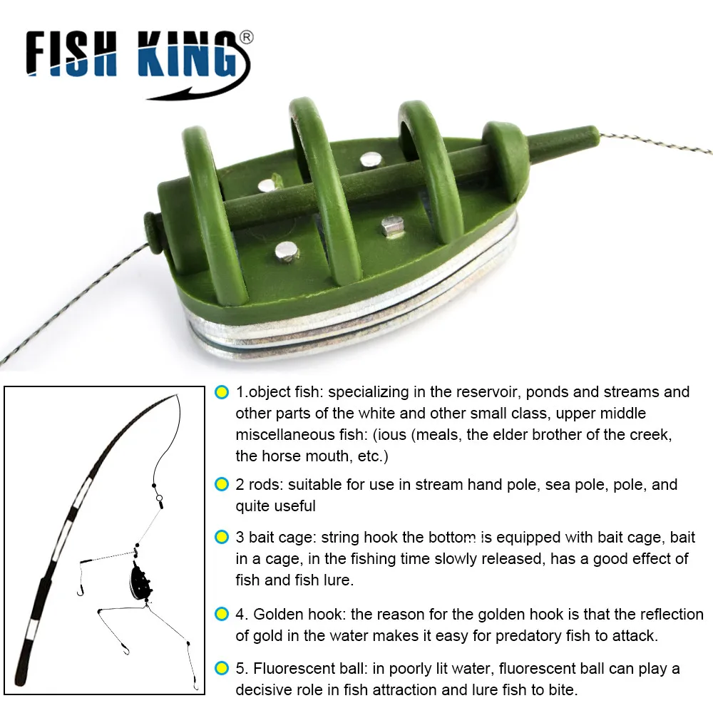 FISH KING-accesorios de pesca de carpa, jaula de señuelo Artificial, alimentador de 60g-80g, grupo de peces de Europa, anzuelo para cebo, aparejos alimentadores de pesca - imagen 3