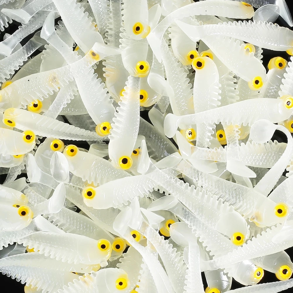 Señuelo suave para gusanos de silicona, cebo Artificial para pesca en el mar, Swimbait, 60 unids/lote, 5cm, 1,3g - imagen 3