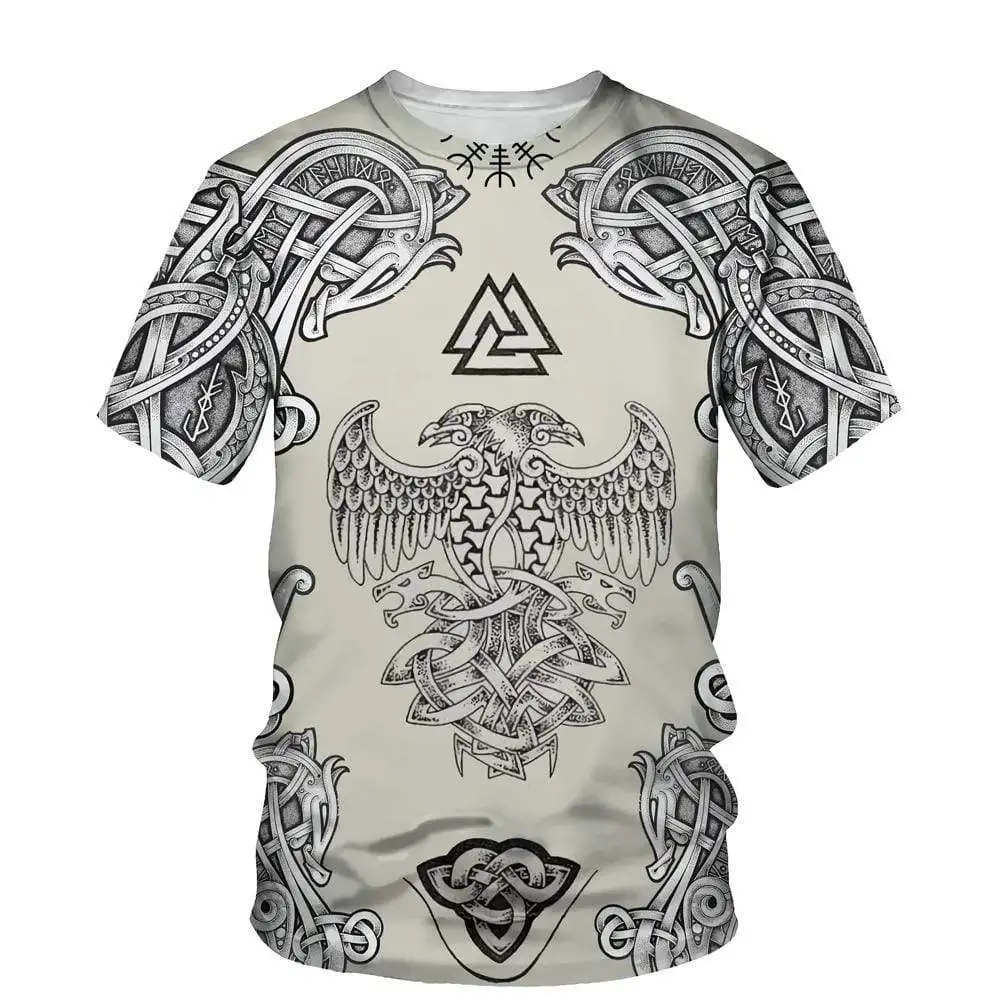 Camiseta con estampado 3D de Huginn and Muninn para hombre, camisa de manga corta Harajuku, tops informales Unisex, TX236, verano, 2023 - imagen 2