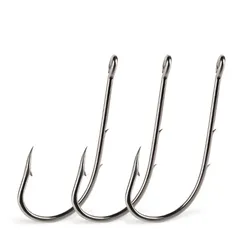 Anzuelos de pesca con púas afiladas negras, accesorios de cebo estrecho, aparejos de pesca de acero de alto carbono, vástago largo, 1 #-6 #, 50 unids/lote