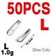 50pcs L Silver