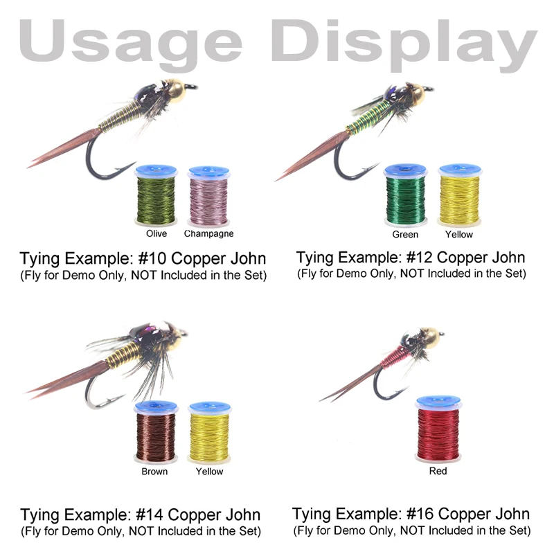 Bimoo, 12 colores/juego, Material de alambre de cobre para atar moscas, peso acanalado, cepillo para doblar Flash, ninfas, Streamer, trucha, moscas, alambre de salmón - imagen 5