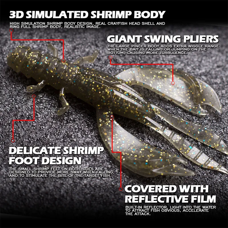 4/8 Uds 80mm/6,5g silicona suave forma de camarón Crankbait juego de Señuelos de Pesca giratorio Jigging Wobbler Artificial Lucio Minnow aparejos de lubina - imagen 3