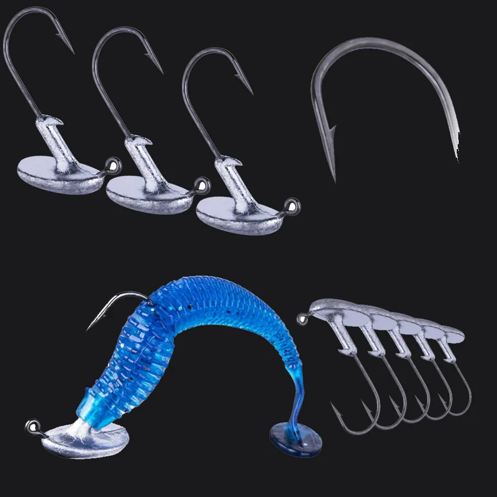 Anzuelos de pesca de 3,5g, 5g, 7g, 10g, 14g con cabeza pesada, anzuelos de pesca de hierba anticolgantes para cebos blandos, 10 unids/lote jig pesca anzuelos para jigs - imagen 5