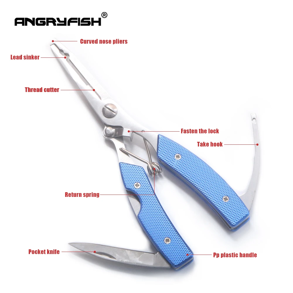 ANGRYFISH-Herramientas de pesca manuales de aluminio, línea de corte, gancho, señuelo, tijeras de cebo, alicate de pesca L4 azul, gran oferta - imagen 5