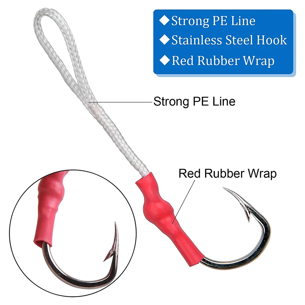 Señuelo de Jigging lubina rayada de Metal, equipo para pesca, ganchos de púas, anzuelo de atado, 1/0 -5/0, 25 uds. - imagen 4