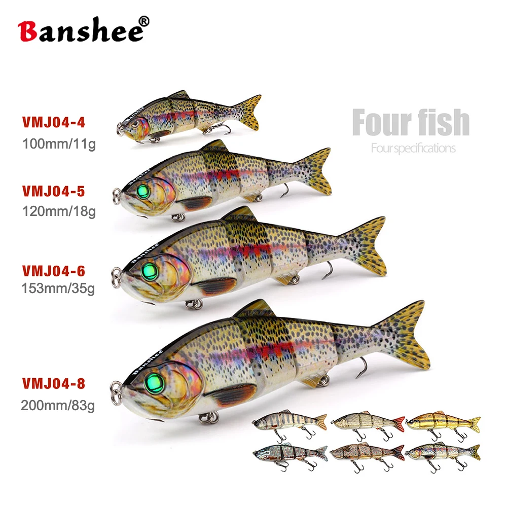Banshee 100mm 11g Pike Wobblers para pesca cebo Artificial duro multiarticulado Swimbait Crankbait hundimiento señuelo de pesca lubina pescado