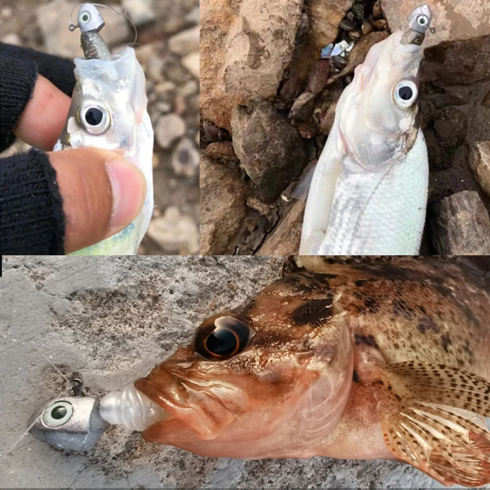 JOHNCOO 8 Uds anzuelos de pesca con cabeza de anzuelo para señuelo suave cebo con púas anzuelo individual 2g 2,5g 3,5g 5g accesorios de pesca de carpa - imagen 5