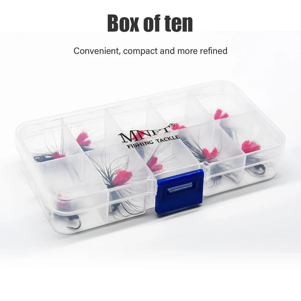 MNFT 10PCS 10 #   Rojo con negro Pregant paracaídas señuelo de pesca con mosca hormiga moscas secas para pesca de trucha cebo Artificial - imagen 4