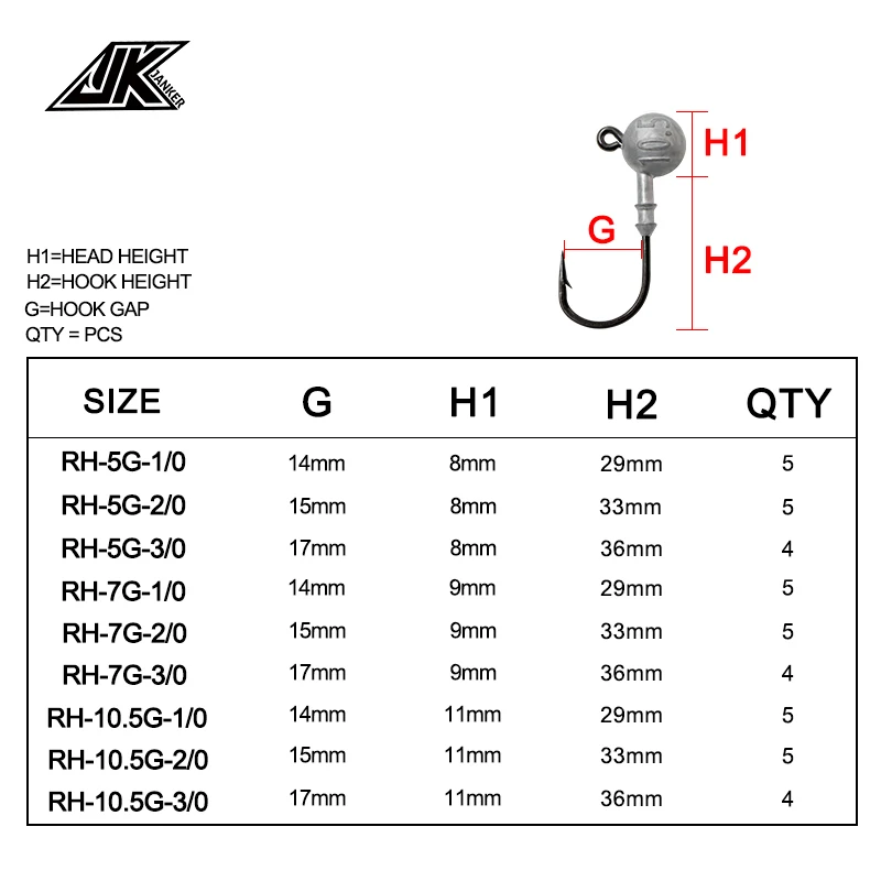 4-5 Uds JK RH 2X gancho de níquel negro fuerte juego de cabezales de plantilla resistencia a la oxidación fregadero de Metal señuelo duro ayudar anzuelo - imagen 5