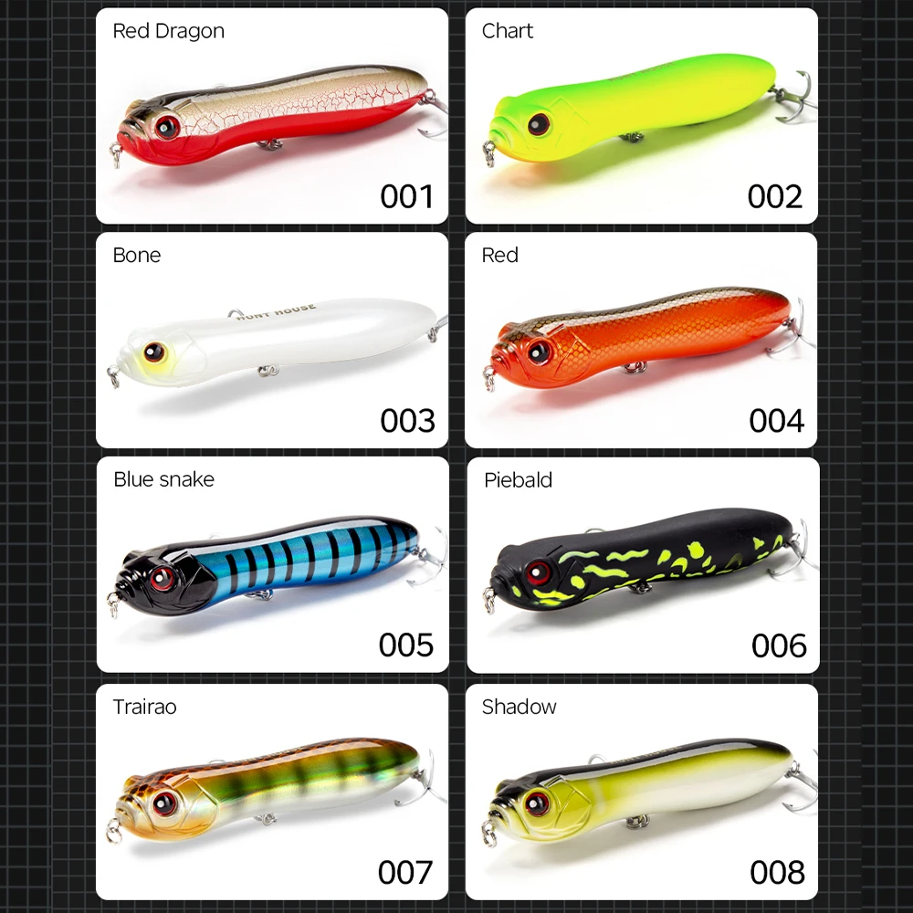 HuntHouse-señuelo de lápiz de fundición larga para pesca, señuelo de Lucio, cabeza de serpiente loca, superficie darter, sonido fuerte - imagen 5