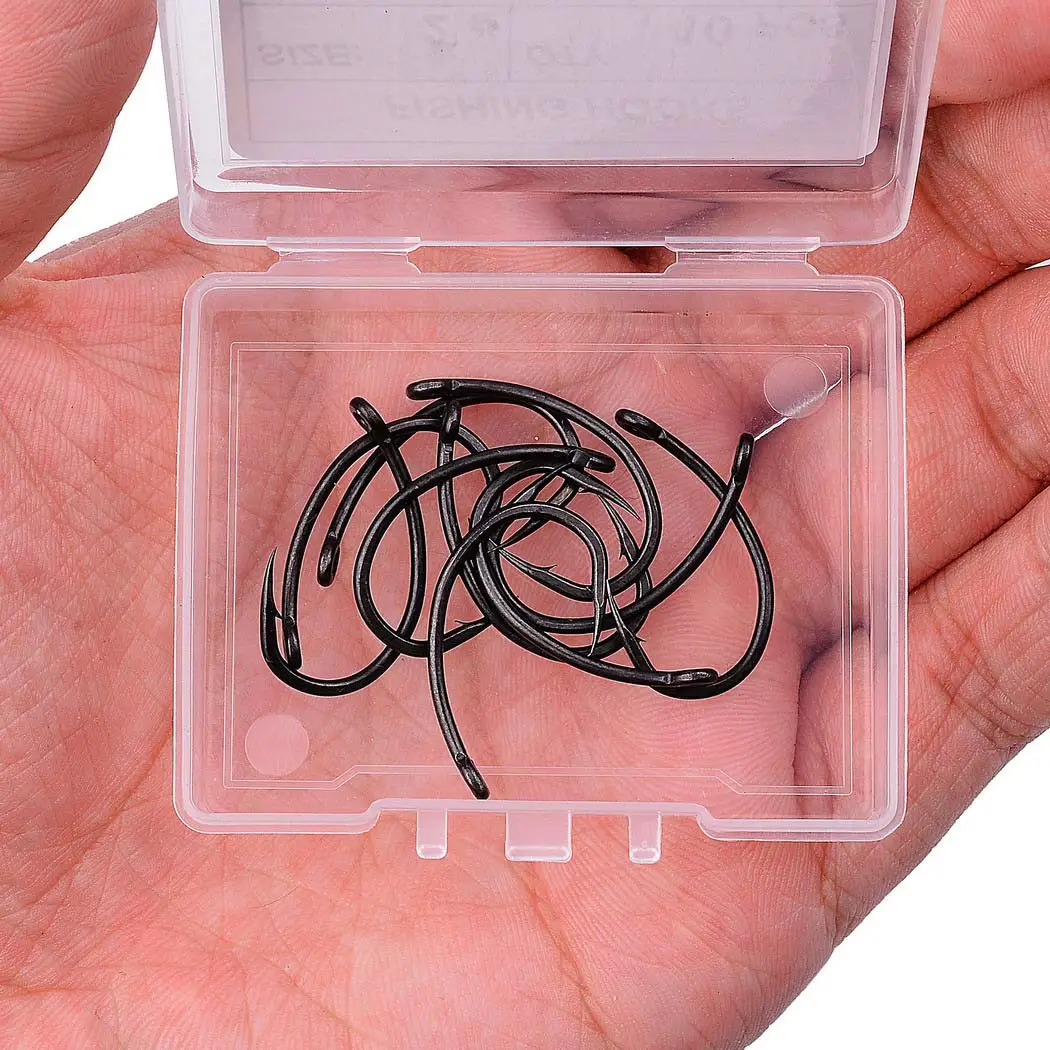 Anzuelos de pesca de carpa de acero al carbono, 10 unids/caja, anzuelo de pesca de carpa con Micro púa, anzuelo negro mate para carpa gruesa - imagen 2