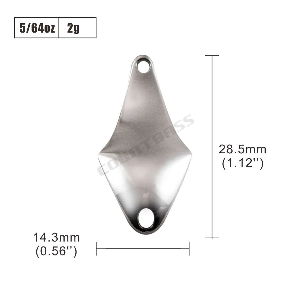 COUNTBASS 50 Uds. Cucharas de pesca de salmón de latón en blanco 2g (5/64oz) área de trucha giratoria, cebos de Lucio, señuelos de pescador sin pintar